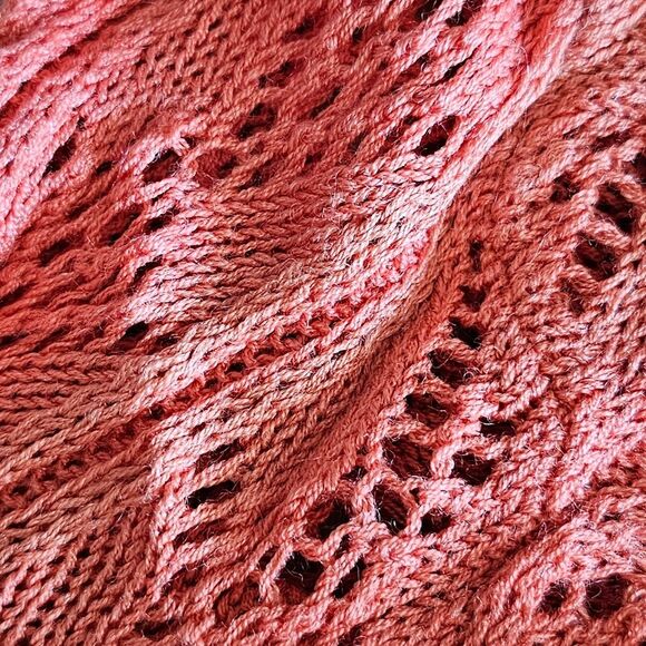 Cache Y2K Vintage 100% Tunisian Silk Open Knit Sweater Sz L Coral Boho Y2K - Picture 7 of 11